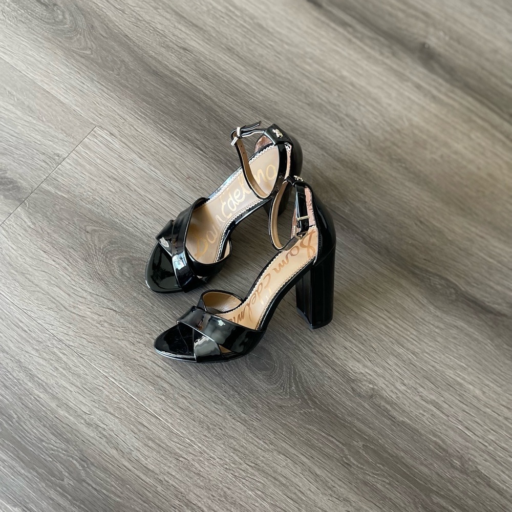 Sam Edelman Yancy Patent Leather Black Strappy Heels